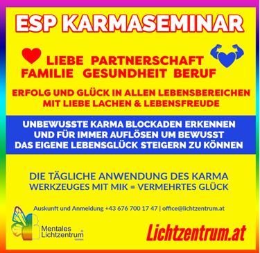 ESP Karmaseminar - Liebe, Partnerschaft, Familie, Gesundheit, Beruf