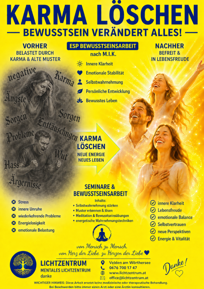 Negative Karma links grau rechts fröhlich